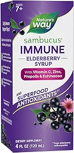 Camino de la Naturaleza Sambucus Elderberry Immune Syrup, Extracto de Elderberry Vitamina C y Zinc con Propolis &amp; Echinacea para Immune Support*, Gluten Free, Vegetarian, 4 Fl Oz