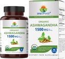 Brieofood Organic Ashwagandha 1500mg, 45 Servings, Vegetarian, Gluten Gratis, 90 Tablets Vegetarianos
