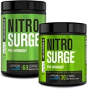 Jacked Factory NITROSURGE Pre Workout Suplemento - Energy Booster, Instant Strength Gains, Clear Focus &amp; Intense Pumps - NO Booster &amp; Powerful Preworkout Energy Powder - 90 Servings, Blue Raspberry