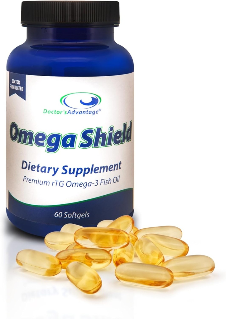 Suplemento del escudo de Omega Ventajas del médico - 60 Softgels, 30-Day Supply - Premium Mercury-Free Triglyceride Omega 3 Fish Oil for Optimal Heart and Eye Health