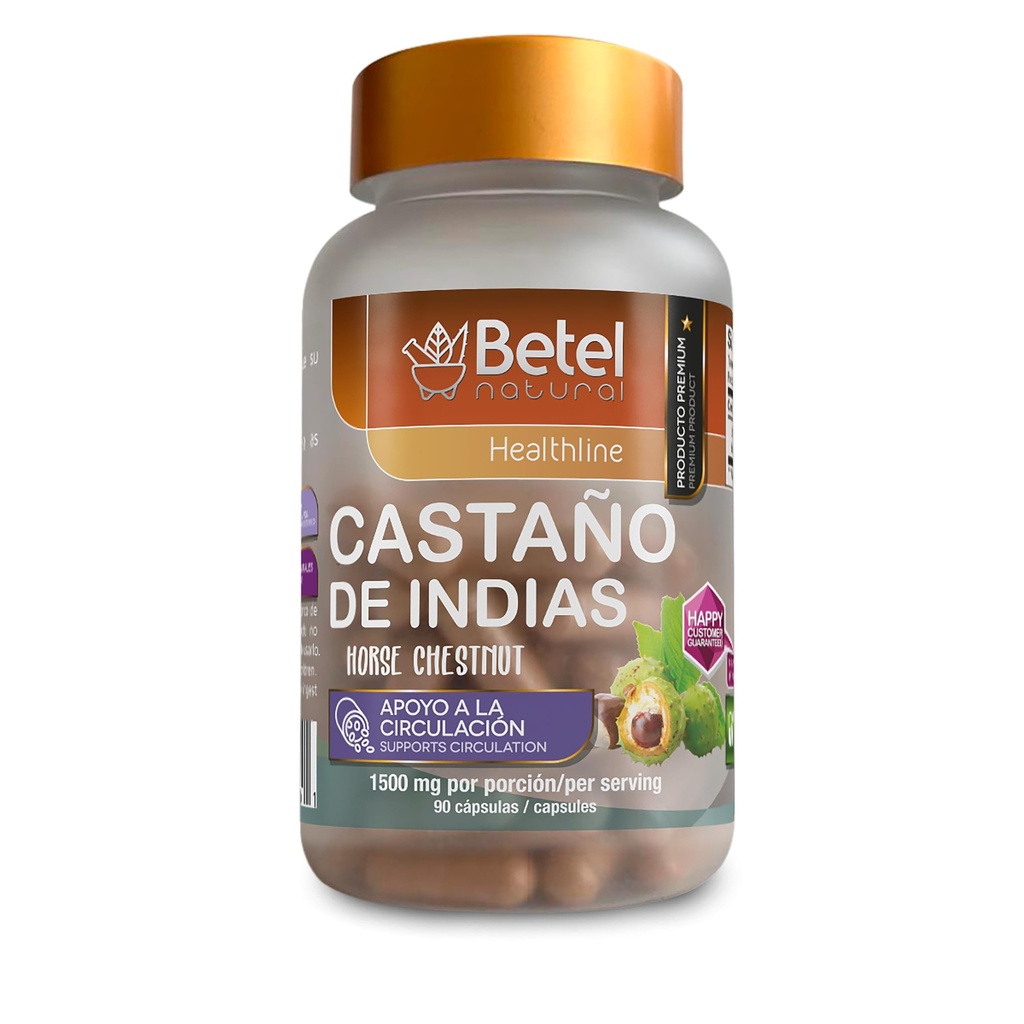 Betel Natural Premium Castano de Indias para la Circulacion 1500 mg - Caballo Chestnut 90 Caps