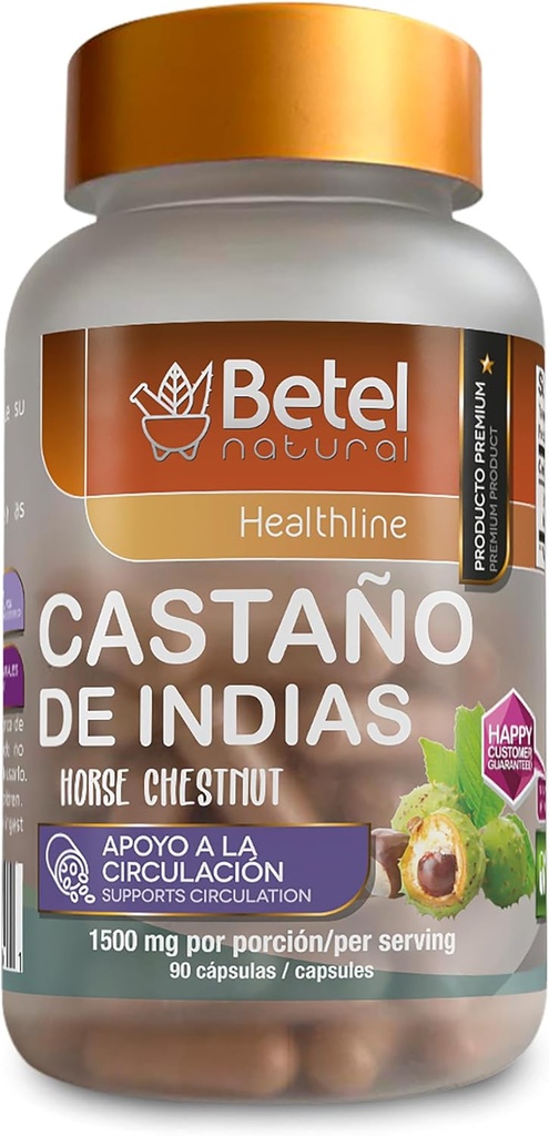 Betel Natural Premium Castano de Indias para la Circulacion 1500 mg - Caballo Chestnut 90 Caps