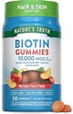 La verdad de la naturaleza Biotin Gummies TEN 10000mcg ANTE 50 Conde TENGA Vegan, No GMO &amp; Gluten Free Supplement TEN Peach Flavor