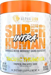 ALPHA LION Superhuman Intra Workout Powder for Men ' Women, Amino Acids Drink, Muscle Recovery Supplement, BCAA Powder, Electrolytes & Hydration Mix (42 Servings, Tropical Pineapple Juice Flavor)