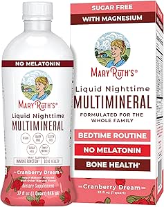 MaryRuth Organics Liquid Nighttime Multimineral | No Melatonin | Bedtime Routine | Magnesium Citrate | Calcium | Zinc | Vitamin D3| Available in 4 Flavors | Vegan | Sugar Free | Gluten Free | 32 Oz