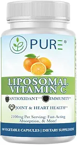 PURE Liposomal Vitamina C Capsules, 2100mg, Sunflower Lecithin, 180 Capsules, 60-Day Supply, Premium Wellness Supplement