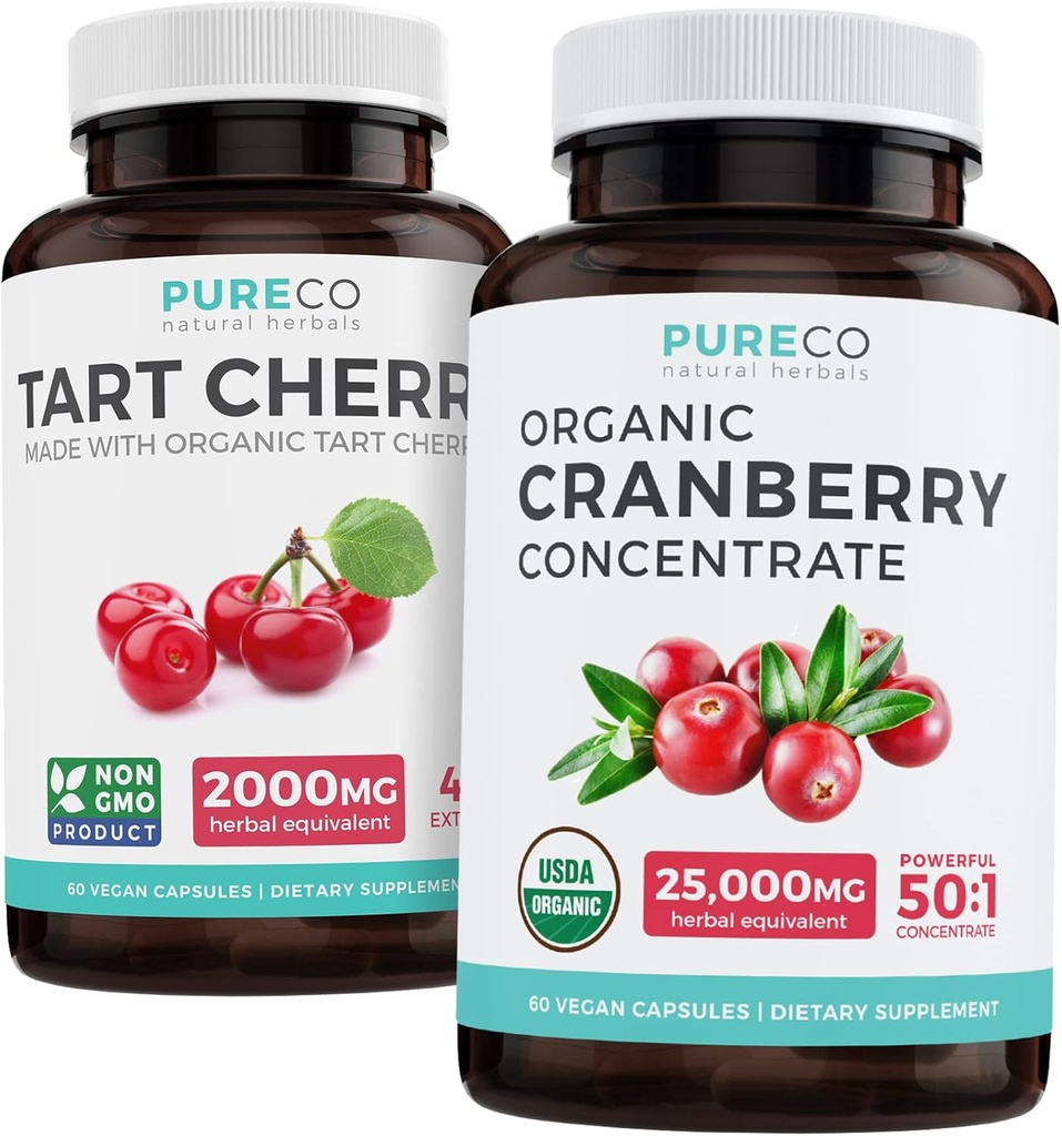 Bundle of Organic Cranberry Pills " Tart Cherry - Limpio &amp; Clear Bundle - Uric Tract " Uric Acid Support - Organic Cranberry Pills - 50:1 Concentrate " Organic Tart Cherry Capsules - 4:1 Extracto