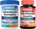 NewRhythm Akkermansia Muciniphila Probiotic, 10 Billion TFU and Kids Probiotic Chewables, 5 Billion CFU 10 Strains