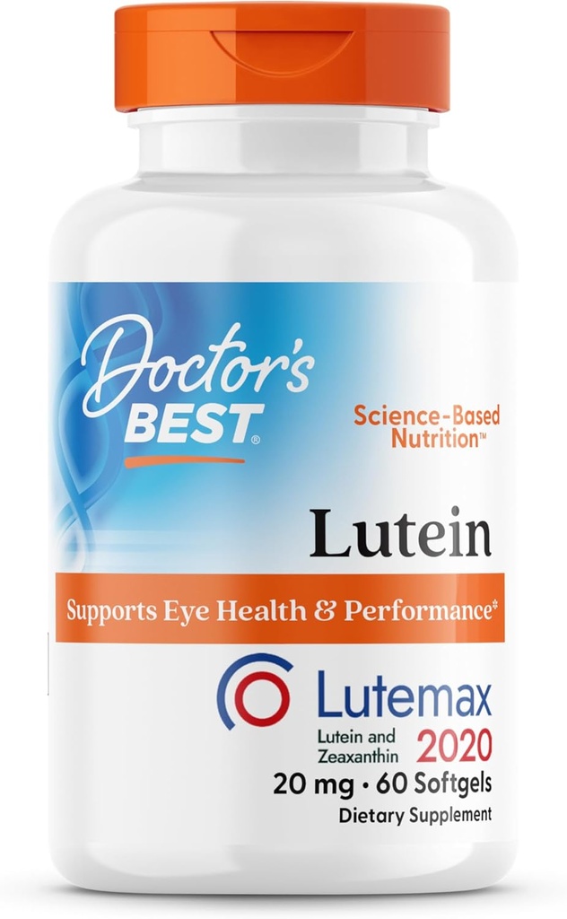 Doctores Mejor Lutein, apoya la salud ocular y el rendimiento, no GMO, Gluten Free, 20 mg, 60 Softgels