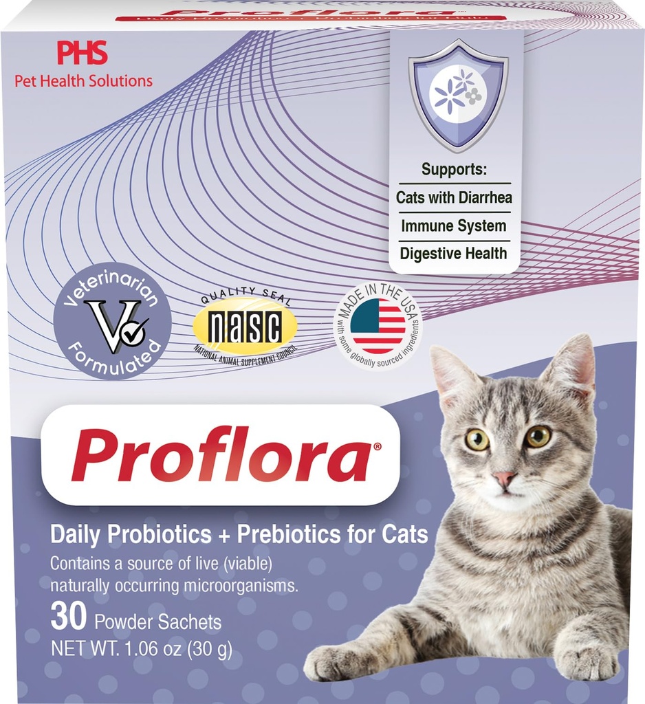 Probiotics for Cats-Complete Gut Health & Immune Support. Easy to Use Digestive Multi-Strain Probiotics. Easier Diet Transitions, Healthier Skin & Coat & Helps Treat Diarrhea. 30 Packets.