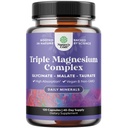 Suplemento Complejo de Magnesio Triple - Alta Absorción Magnesium Glycinate, Malate &amp; Taurate Blend for Muscles, Energy Support & Heart Health - Triple Mg Complex 400 mg Capsules - 120 Conde