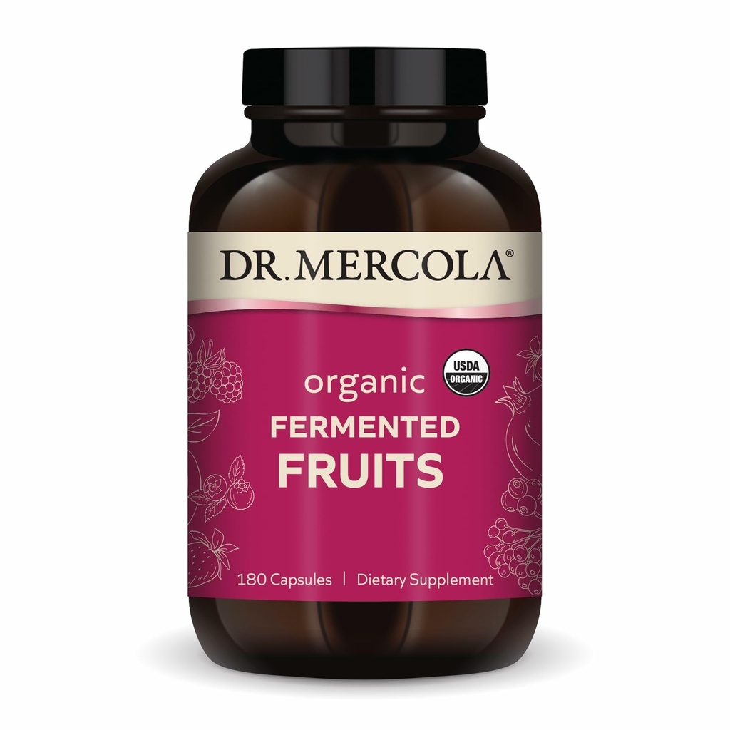 Dr. Mercola Organic Fermented Fruits, 30 Servings (180 Capsules), Suplemento dietético, Apoyo a la Salud Inmunitaria, Non-GMO, Certificado USDA Organic