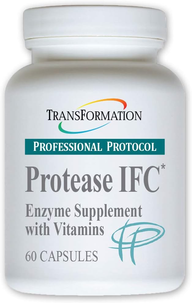 TRANSFORMACIÓN LA GENESIS DE LA BUENA SALUD Enzyme Protease IFC Suplemento de Enzyme, Apoyo Natural para el Musculo & Fatiga, con Alta Vitamina A, E, C, Zinc, " Selenium, Non-GMO, 60 cápsulas