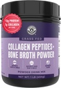 16oz Brote de hueso pólvora con péptidos de colágeno de grano - sin sabor, cero carbohidratos, libre de lácteos, sin aditivos, sin explosivos - fuente natural tipo I y III - Grass Fed Bono Broth Collagen Powder