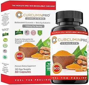CurcuminPro Complete – Suplemento Turmérico de alta absorción. Cápsulas de Curcumina Turmérica proteína con Curcumina BioSoluble para la máxima eficacia. Suplemento de la Curcumina Natural (60 Conde)