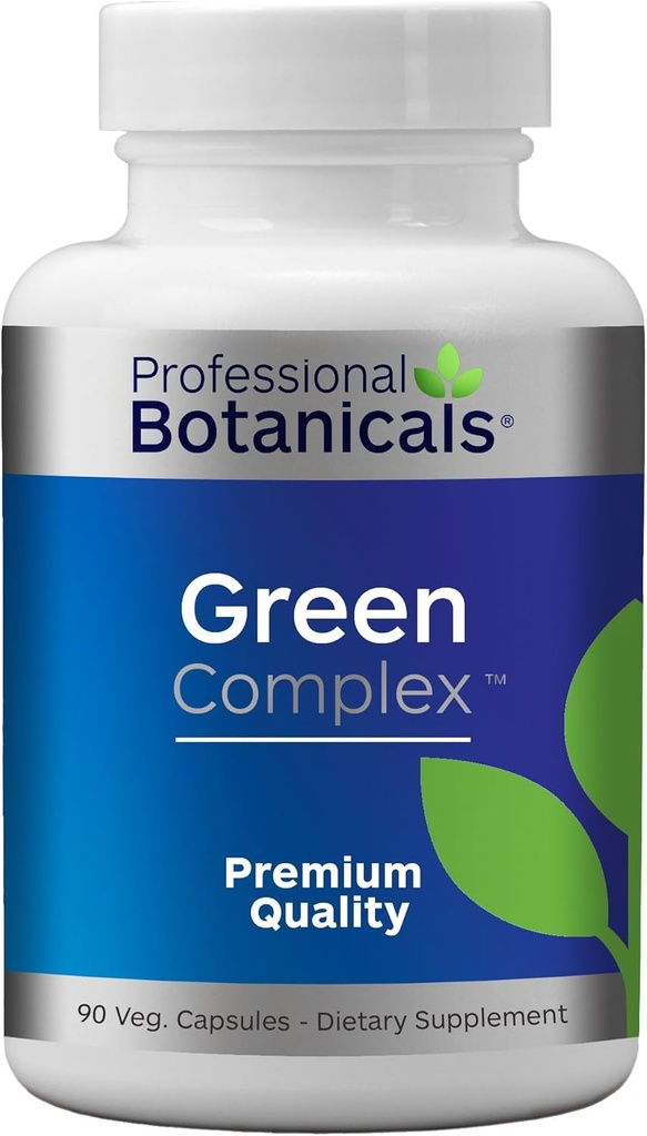 Complejo Verde Botánico Profesional - Vegan Non GMO Organic Spirulina Algae, Organic Barley Grass Eleuthero, Cordyceps, Rhodiola Rosea, Reishi, Ashwagandha Superfood Suplemento - 90 Vegetarian Caps