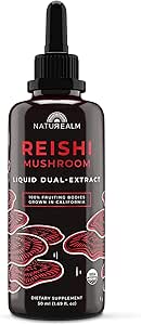 Naturealm Reishi Mushroom Liquid Tincture Suplemento – Promueve la calma, el apoyo inmunitario " Sleep Aid, Vegan, Non-GMO – Organic Fruiting Bodies, 1 Month Supply