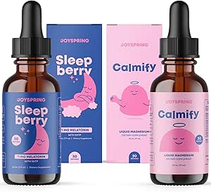 JoySpring Magnesium Citrate Liquid &amp; Magnesium Glycinate and Sleepberry Melatonin 1MG for Kids