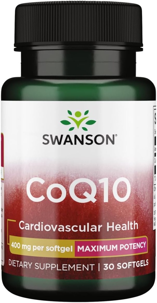 Swanson CoQ10 - Ayuda a promover la salud del corazón, el apoyo energético, " Ayuda al sistema cardiovascular general Salud - Ayuda a mantener la coenzima Q10 Suplemento - (30 Softgels, 400 mg cada uno)