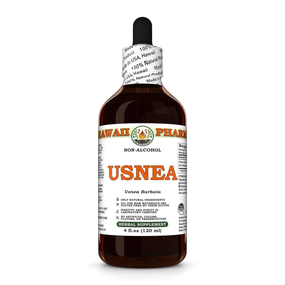 Usnea (Usnea Barbata) Dry Thallus Glycerite, All Natural, Vegan, Lab Tested Alcohol-Free Liquid Extract - 4 fl.oz