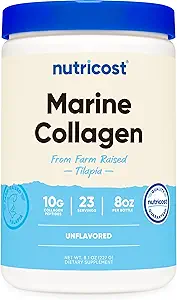 Nutricost Marine Collagen Powder de peces fuente sostenible (8 oz) - 23 Serviciones, 9 G Protein Por Serving, Non-GMO, GMP Compliant