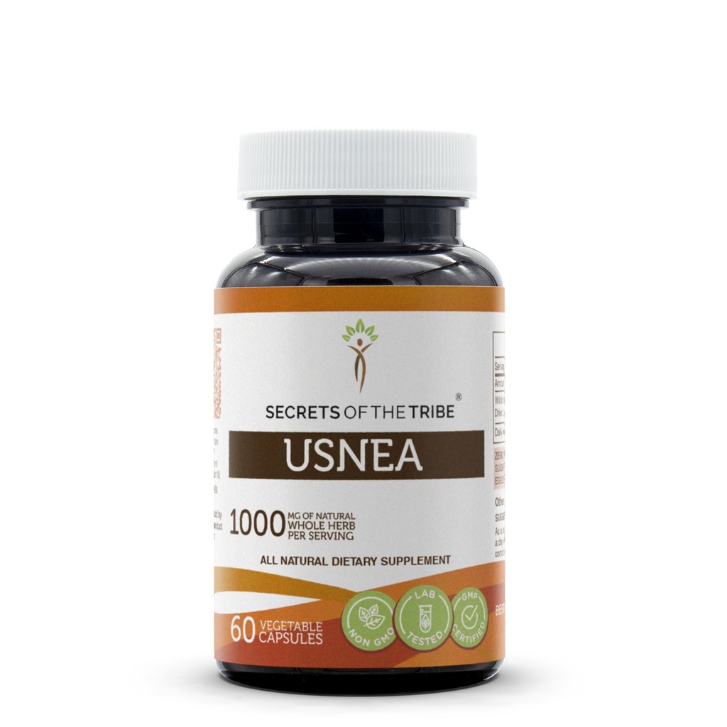 Secrets of the Tribe Usnea 60 Capsules, 1000 mg, Wildcrafted Usnea spp. Dried Lichen (60 Capsules)
