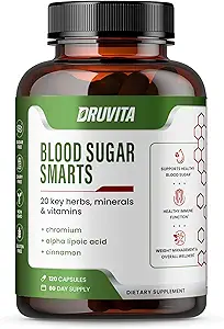 Smarts de azúcar en sangre - 20 Herbs clave, Minerales & Vitaminas - con cromo, ácido lipoico alfa, melón de canela &amp; bitter, para hombres Mujeres- No GMO Natural- 120 Capsules 60 Day Supply
