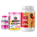 Gene in Us - Curves Bundle, Strawberry Cheesecake ThickQuick, Pink Sunburst Body Juice, Thick Pills