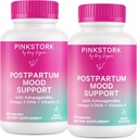 Pink Stork Postpartum Mood Support - Postnatal Hormone Balance for Moms - Breastfeeding Friendly - Stress & Cognitive Support, Postpartum Essentials - Ashwagandha, Chamomile, & Vitamina D, 120 Capsules
