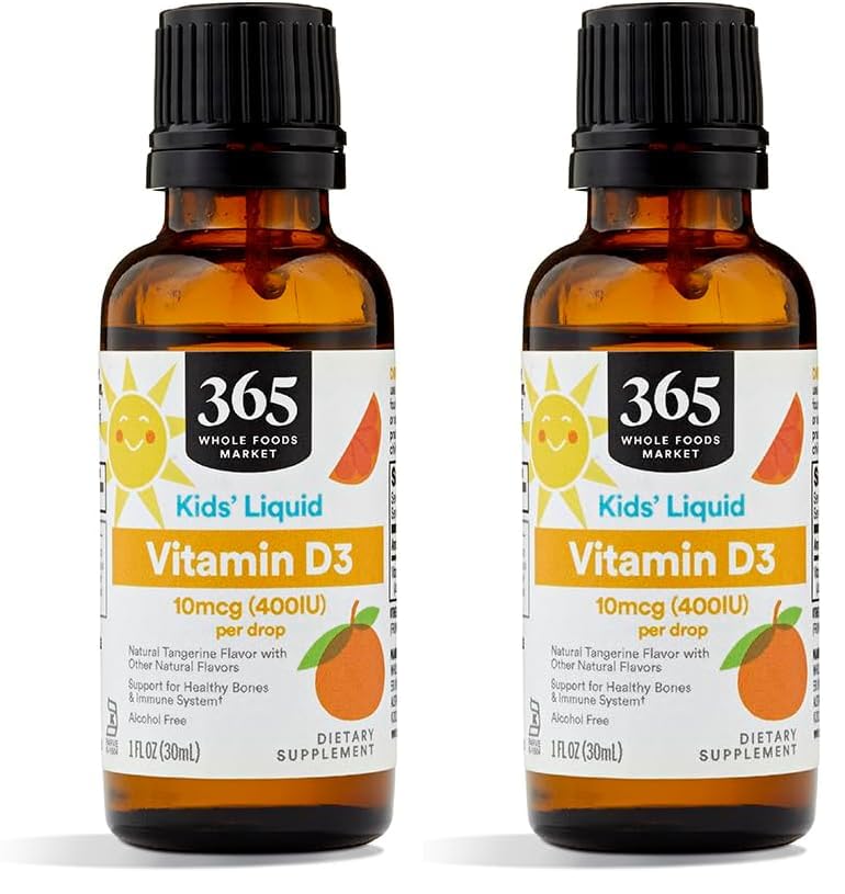 365 By Whole Foods Market, Vitamin D-3 Liquid 400Iu Tangerine Flavor, 1 Ounce (Pack of 2)