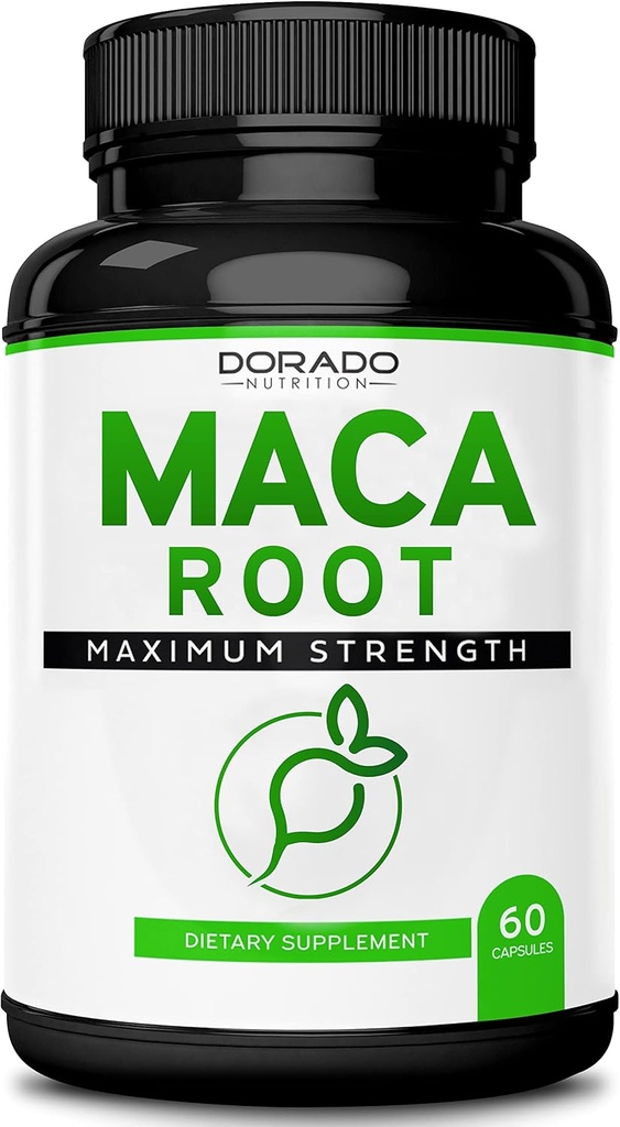 Maca Root Capsules 15,000mg para Hombres &amp; Mujeres - 10x Concentrated Extract Equivalent - [Maximum Strength] - Zero Fillers - Third Party Tested - Vegan - Gluten Free ' Non-GMO - USA Made - 60 cápsulas