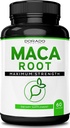 Maca Root Capsules 15,000mg para Hombres &amp; Mujeres - 10x Concentrated Extract Equivalent - [Maximum Strength] - Zero Fillers - Third Party Tested - Vegan - Gluten Free ' Non-GMO - USA Made - 60 cápsulas