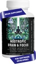 Nootropic Brain Supplements for Memory & Focus with GABA, Green Tea Extract, Bacopa monnieri, DMAE, Phosphatidylserine | Supports Mental Clarity & Cognitive Function | Vitamin B6 - 60 Capsules