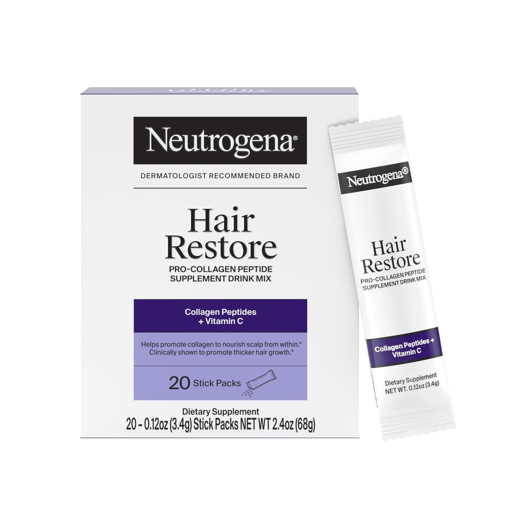 Neutrogena Hair Restore Pro Collagen Peptide Supplement Powder, 20 ct