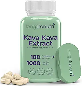 Kava Kava Extracto Suplementos 1000mg ← Herbs Naturales TENIDO Alto Niveles de Piper Methysticum y Kavalactones soportar 180 Capsules Vegetarianos