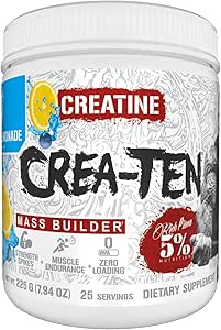 5% Nutrición CreaTEN Complejo de Creatina + Aceleradores peru Flavored Creatine Powder for Muscle Gain ← Max Power, Strength, Endurance, " Recuperación (Blueberry Lemonade)
