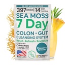 Atlantic Naturals Sea Moss 7-Day Colon & Gut Purification - Golden Flax Seeds, Psyllium Husk, Senna Powder, for Women &amp; Men - Pineapple Flavor Drink Mix (14 oz)