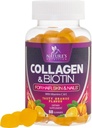Collagen Gummies con 2500mcg Biotina, Vitamina C & Zinc - Hidrolyzed Collagen Peptide Tipo 1 & 3 Suplemento - Advanced Hair, Skin & Nail Growth Support for Women &amp; Men, Gluten Free, Non-GMO - 60 Con