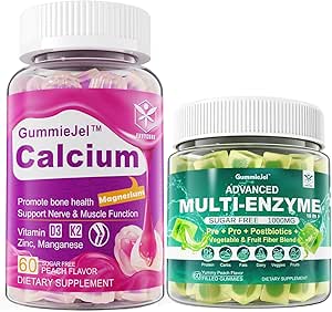 Azúcar Gummies de Calcio Libre 120 Condes " Enzimas Digestivos Gummies 60 Condes