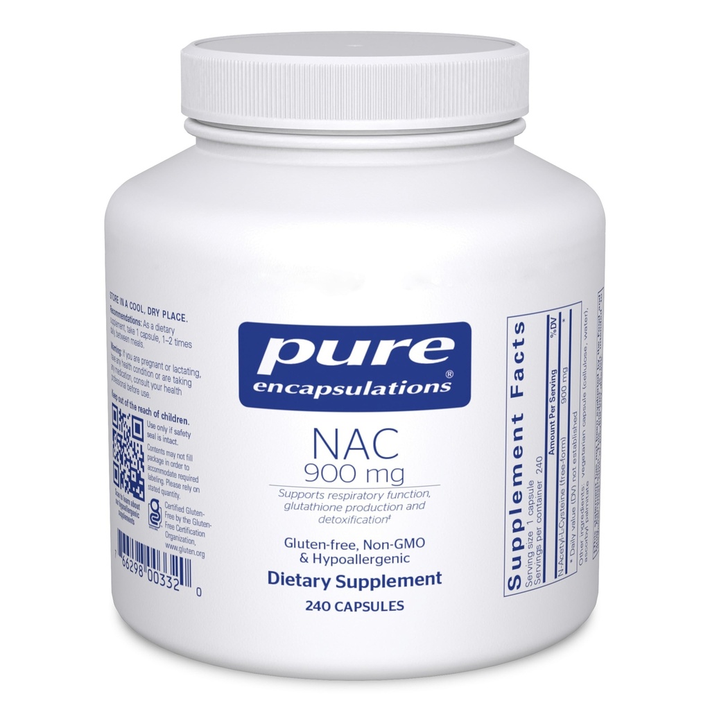 Pure Encapsulations NAC 900 mg - N-Acetyl Cysteine Amino Acid Supplement for Lung & Immune Support, Liver " Antioxidants* - 240 Capsules