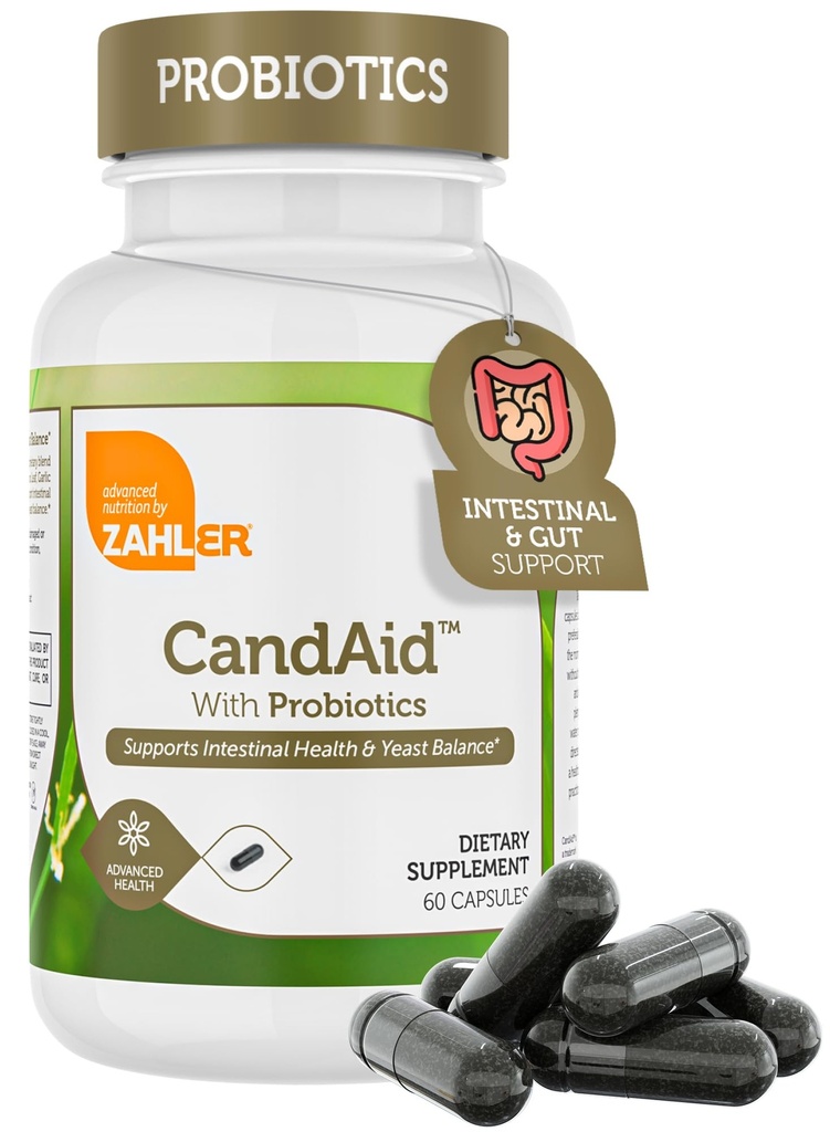 Zahler - CandAid Cleanse Digestive Health Supplement with Probiotics for Women & Men - Daily Adults, Men & Women Probiotic for Gut Health & Overgrowth - Kosher (60 Timed Release Capsules)