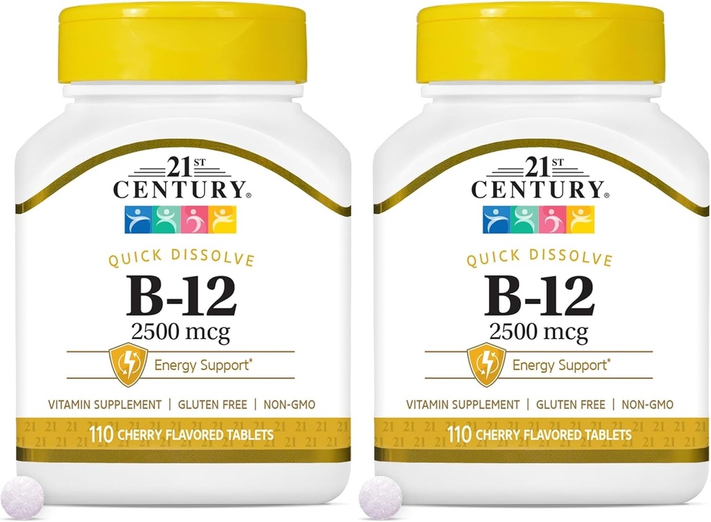 Siglo XXI B 12 2500 mcg Tablas sublinguales, 110 Cuenta (Pack of 2)