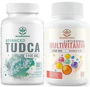 TUDCA Suplementos 1100mg y Suplemento Multivitamina Liposomal 33-in-1, Suplemento de Alta Biodisponibilidad, Apoyo Integral a la Salud (Pack of 2)