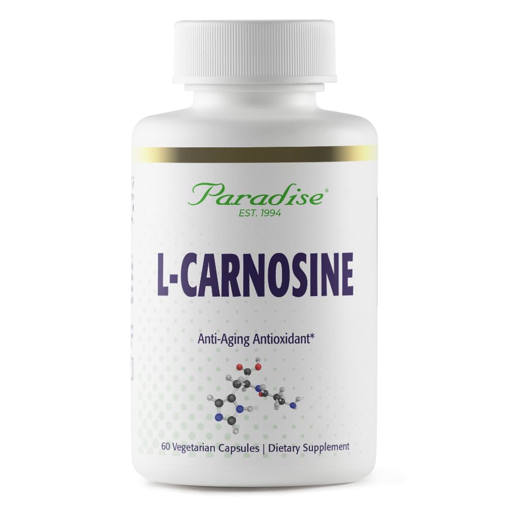 Herbs paradisiaco L-Carnosine, Super Potent, Ultra Puro, Antioxidante, Vegan, No GMO, Gluten Free, 60 cápsulas vegetarianas