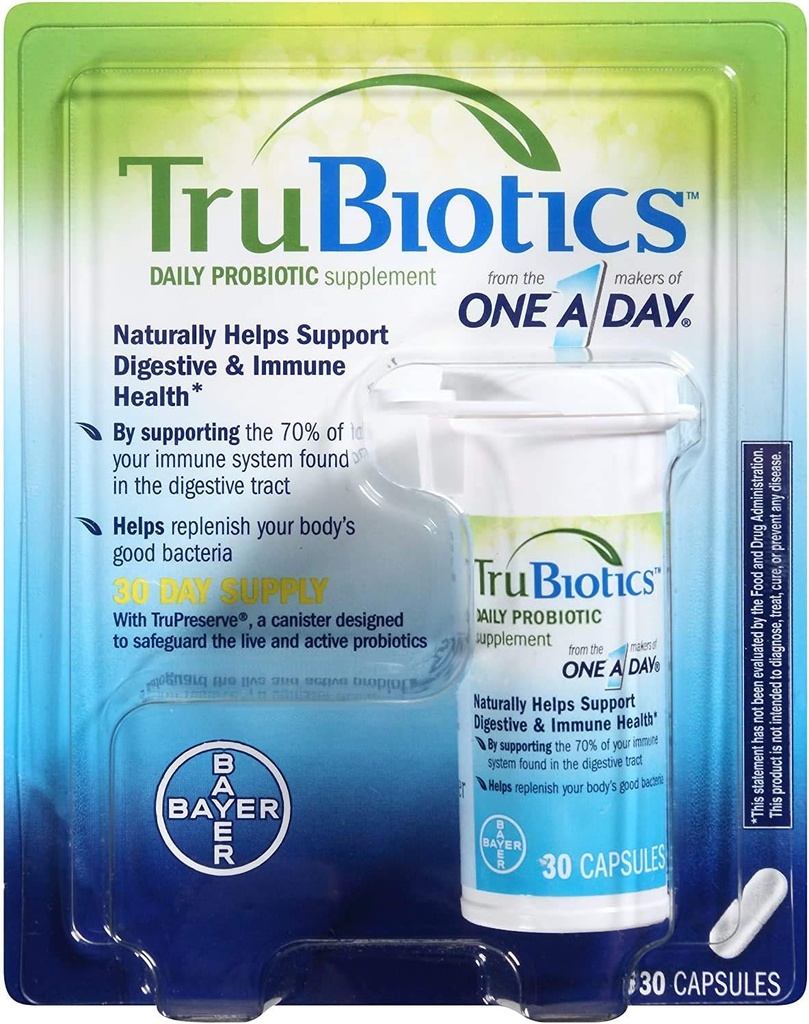 TruBiotics Daily Probiotic, 90 cápsulas - Gluten Free, Soy Free Digestive + Immune Health Support Suplemento para Hombres y Mujeres