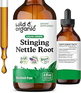 Wild &amp; Organic Stinging Nettle Tincture - Stinginging Nettle Root Extract Drops for Men &amp; Women - Liquid Urtica Dioica Supplement - Vegan, Sugar &amp; Alcohol-Free - 4 fl oz