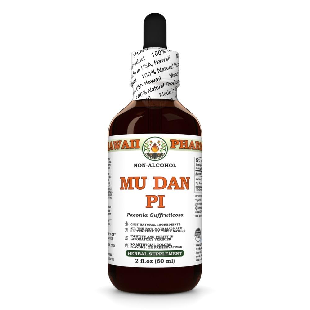 Mu Dan Pi (Paeonia Suffruticosa) Dry Bark Glycerite, All Natural, Vegan, Lab Tested Alcohol-Free Liquid Extract - 2 fl.oz