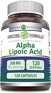 Amazing Formulas Alpha Lipoic Acid 300 Mg Capsules Suplemento ← Non-GMO TENIDO Gluten Free ← Made in USA (120)