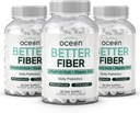 Organics Ocean Better Fiber - Suplemento diario de fibra - Soften Stool for Effortless Bowel Movements - con Psyllium Hulk y Slippery Elm - 3 Botellas