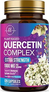 Quercetina Suplemento 1000mg - Soporte natural de base vegetal para Immune, Celular, respiratorio " Cambios estacionales - Extra Strength Quercetin Dihydrate de Sophora Japonica - 120 Veggie Capsules